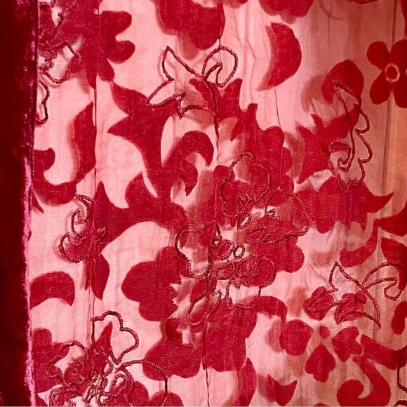 Chicos Vintage Womens Velvet Red Floral Sheer Jacket - Picture 2 of 3